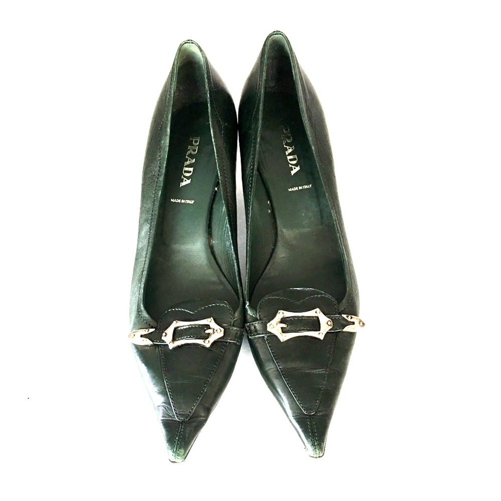 Prada Forest Green Pointy Shoes